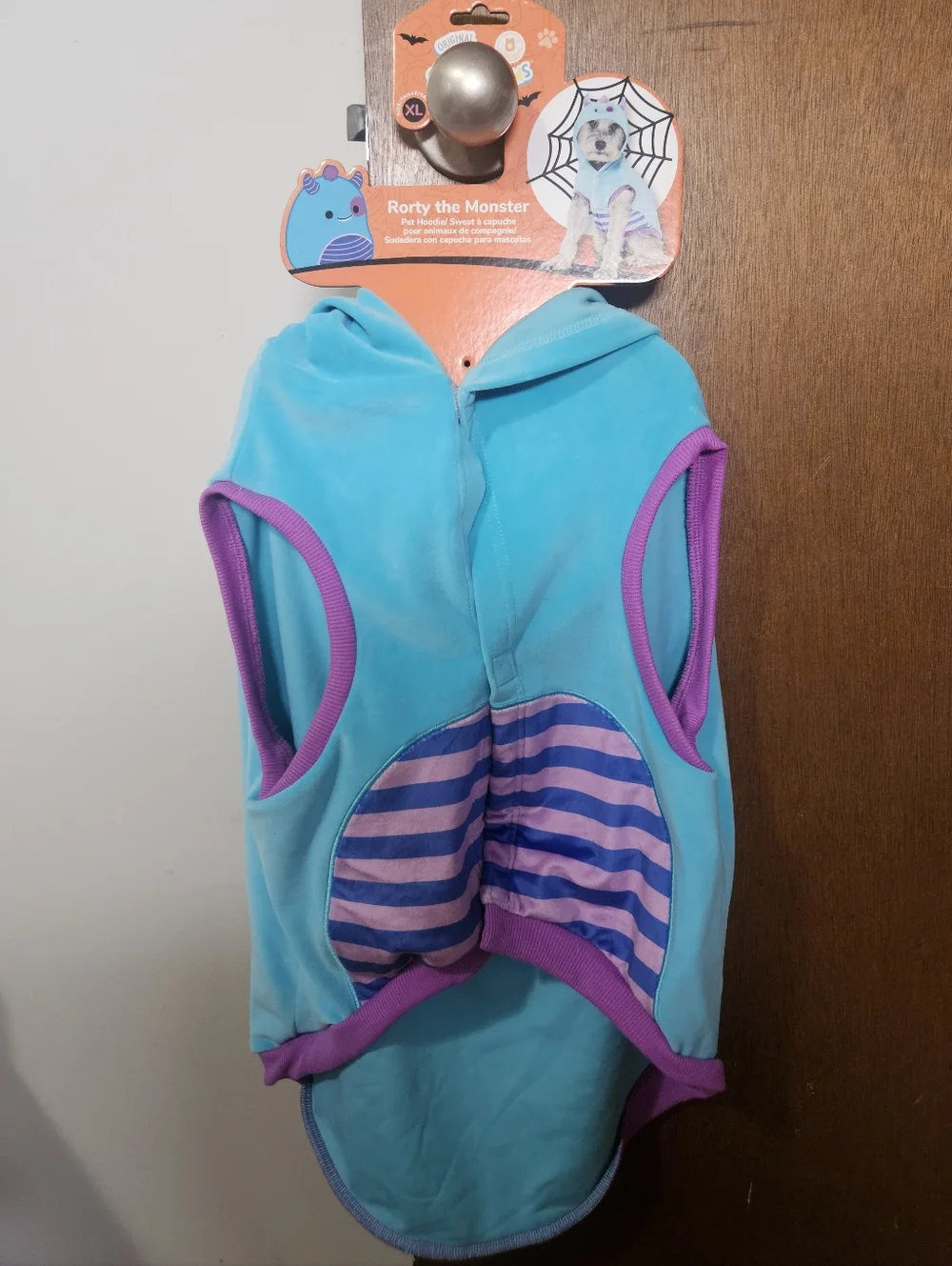 Squishmallows Rorty the Monster Teal & Purple Pet Hoodie Halloween Costume XL